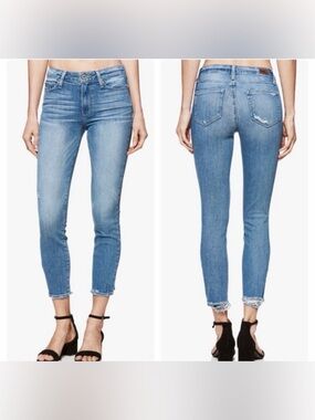 Paige Hoxton Crop High Rise Waist Jeans Atterbury Women’s 28 Skinny Torn Hem